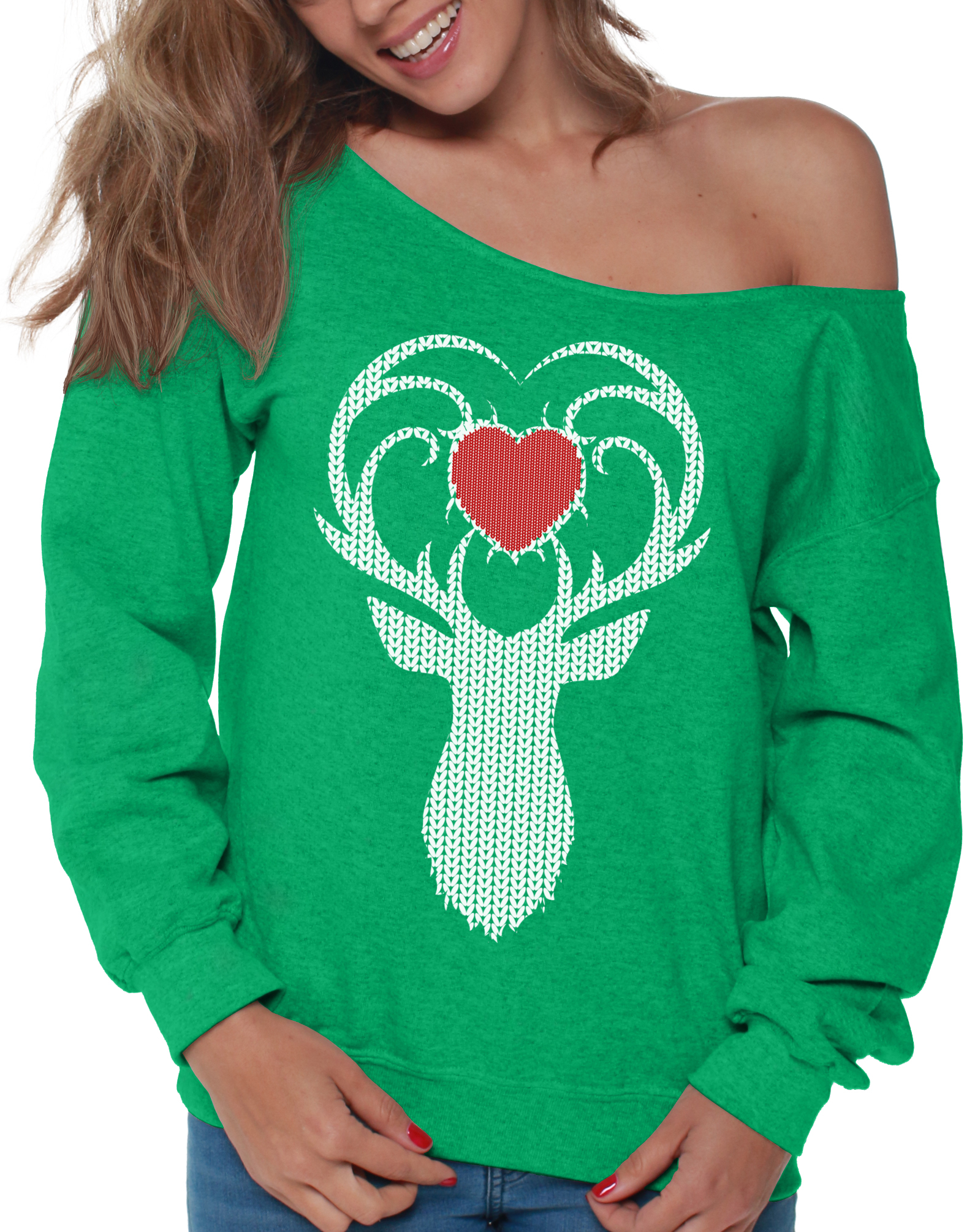 Women's off the shoulder ugly sale christmas sweater