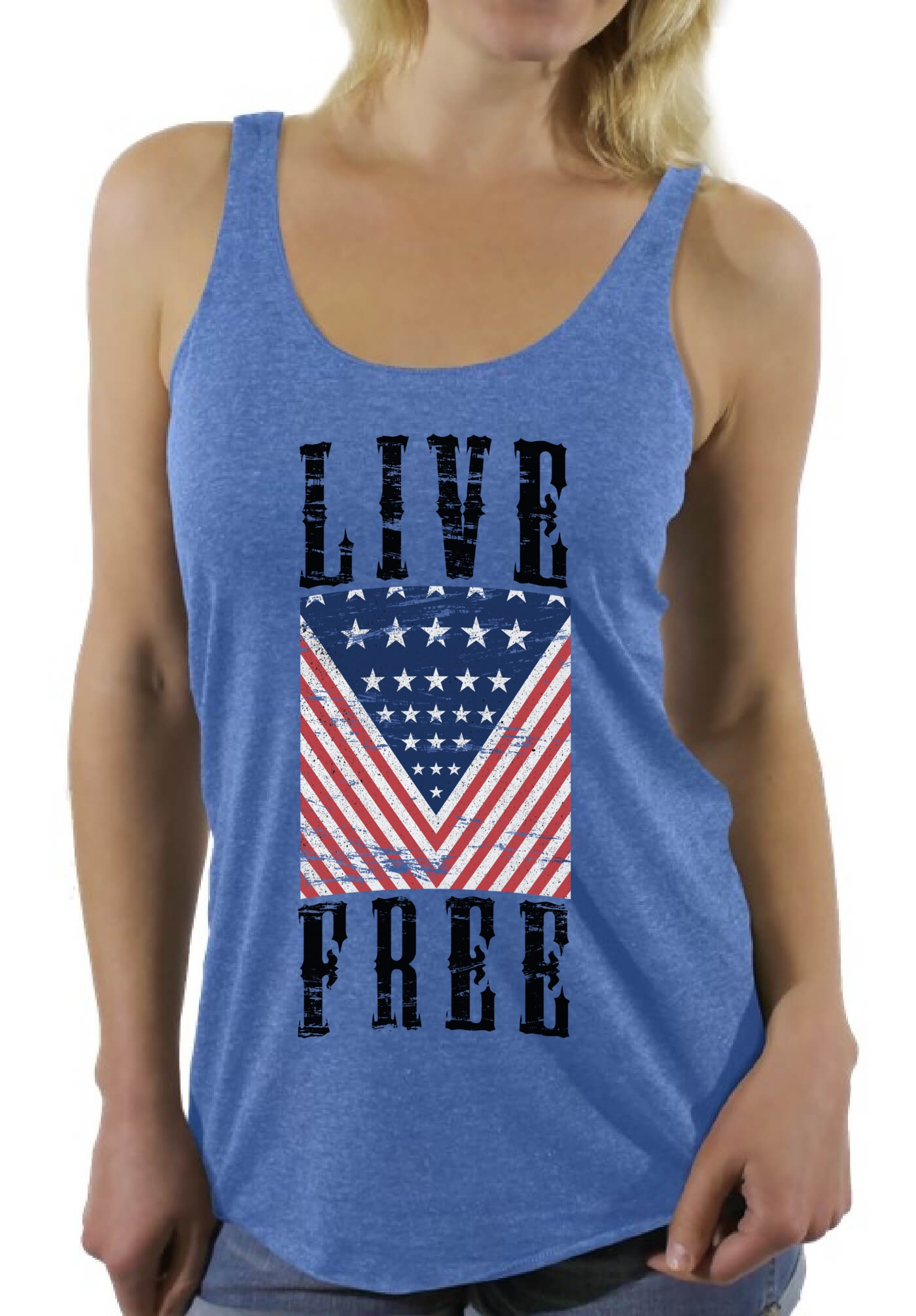 Live Free Patriotic Women's Racerback Tank Tops USA Flag Independence ...