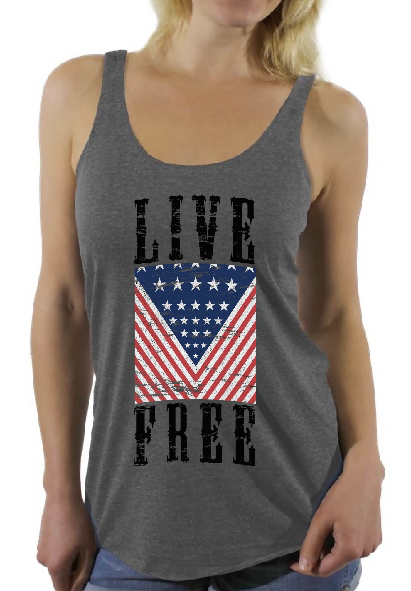Live Free Patriotic Women's Racerback Tank Tops USA Flag Independence ...