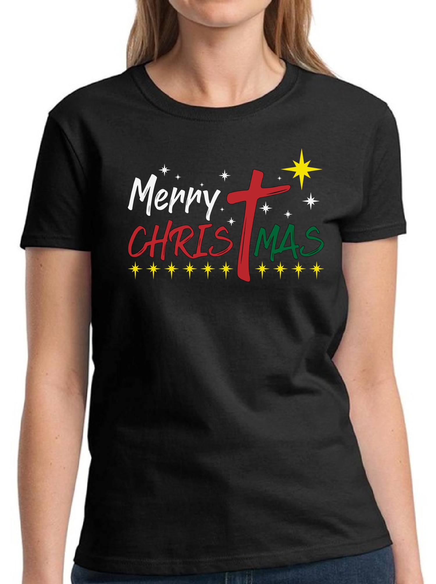 Merry Christmas Shirt Jesus Holiday Cross Religious Gift Jesus Women T ...