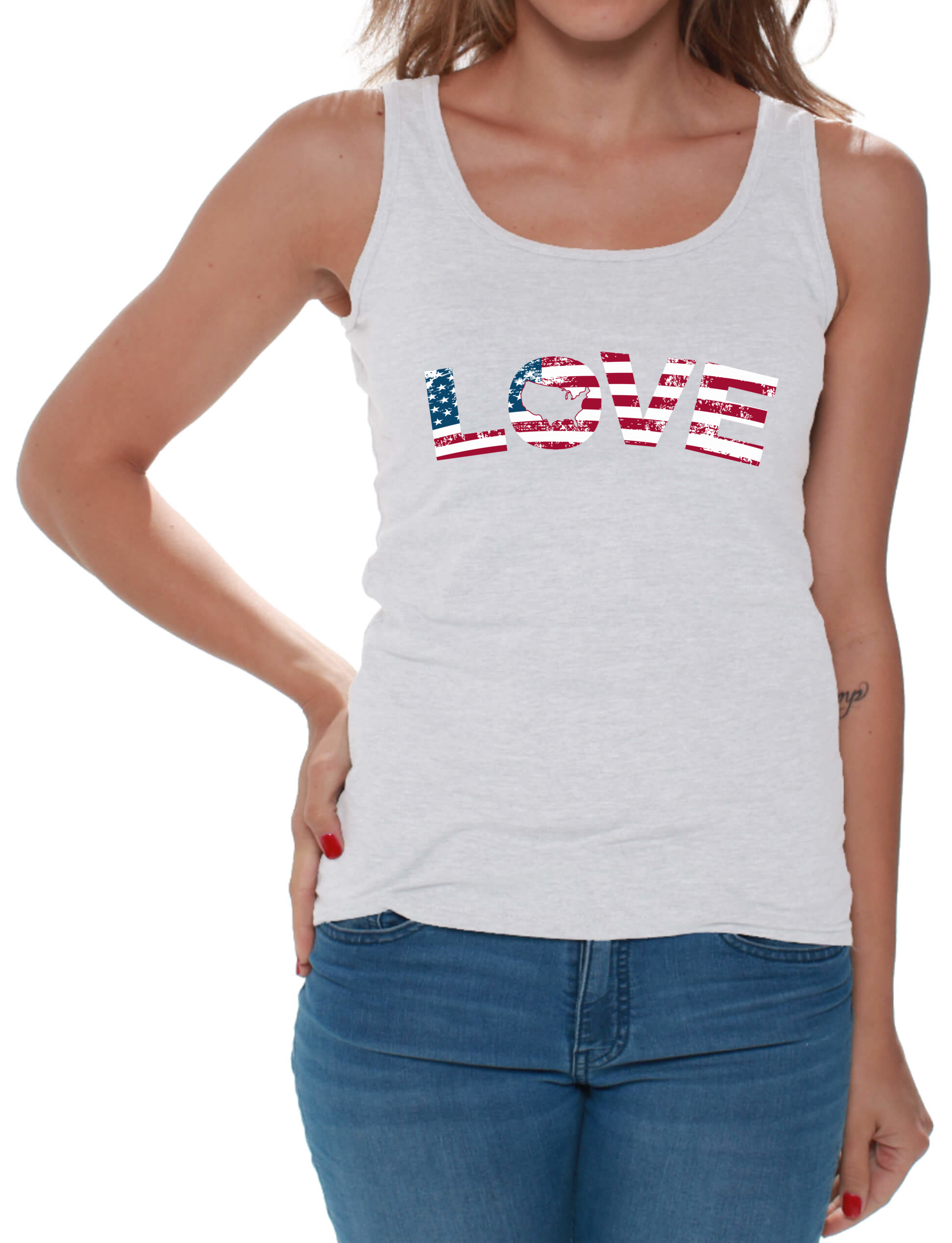 Love USA Flag Patriotic Women's Tank Tops Stars and Stripes USA | eBay