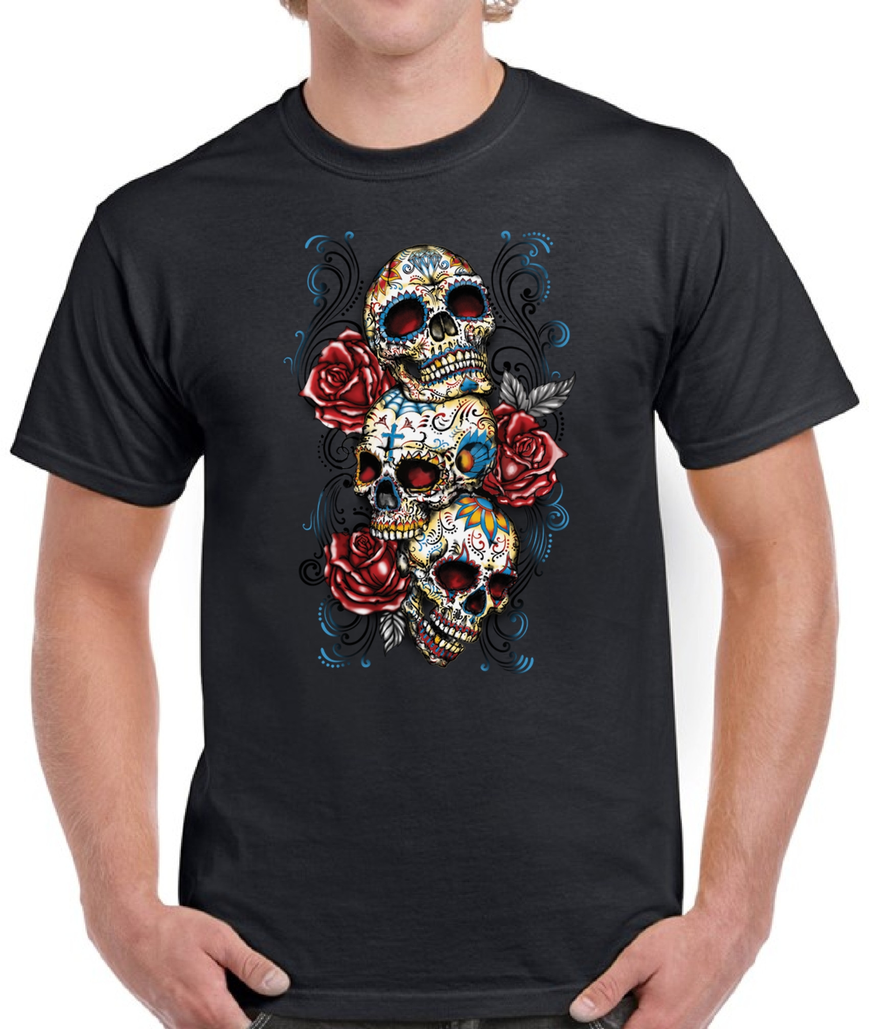 Day of the Dead Sugar Skull Shirt -Skeleton T-shirts