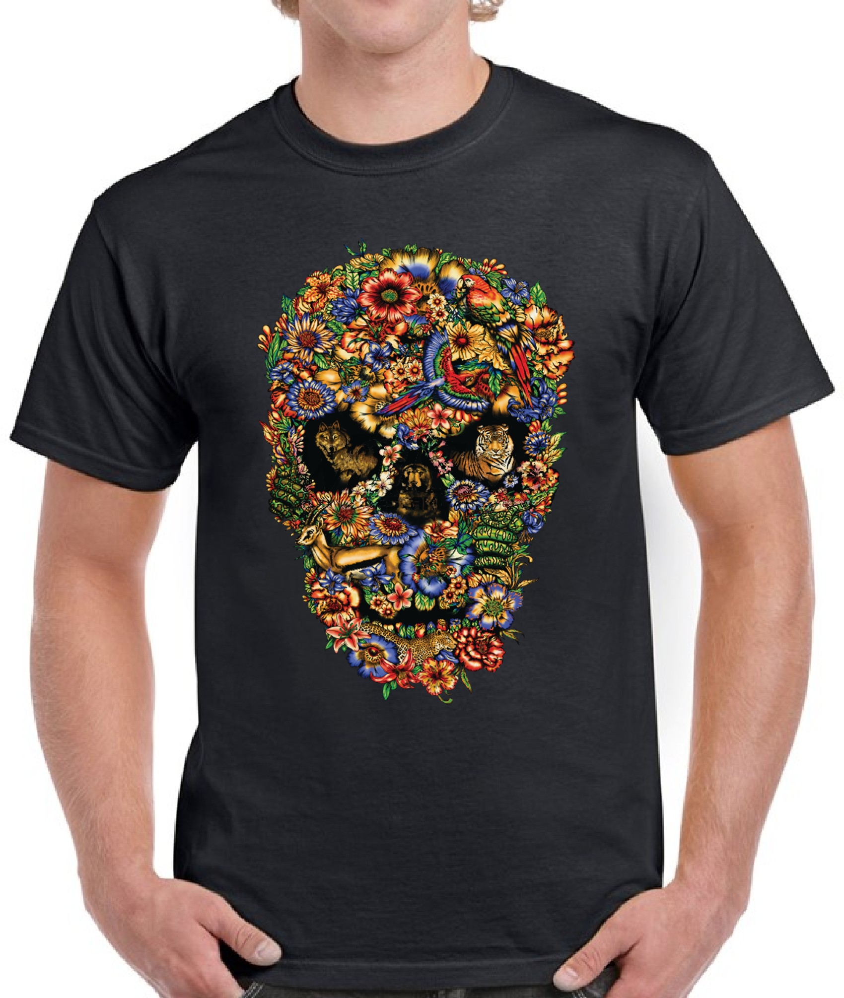 thumbnail 5  - Floral Sugar Skull T Shirt Day of the Dead Shirt Sugar Skull Gifts for Men&#039;s